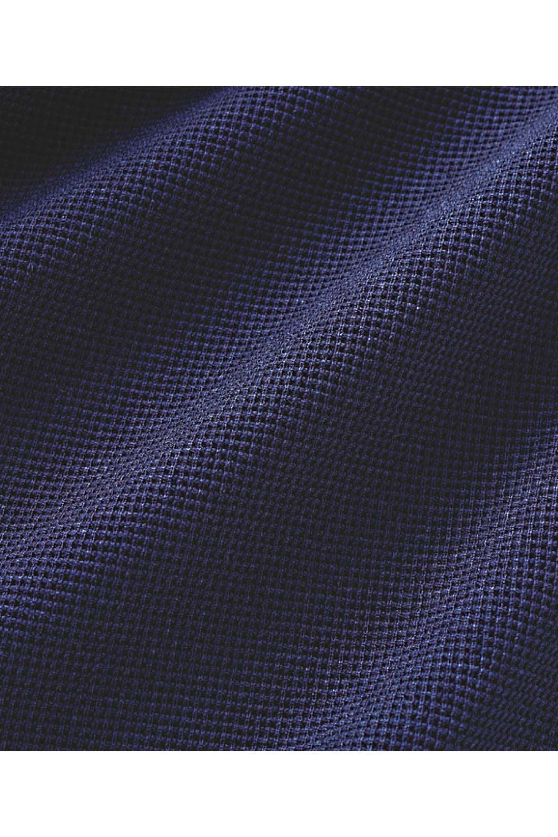 SYRUP. [シロップ．]|シロップ． ブローチ付き やわらかミラノリブ風カットソー素材のらくちんジャケットパンツセット〈ネイビー〉|表面感のきれいなカットソー素材。洗濯機洗いOKのイージーケアです。