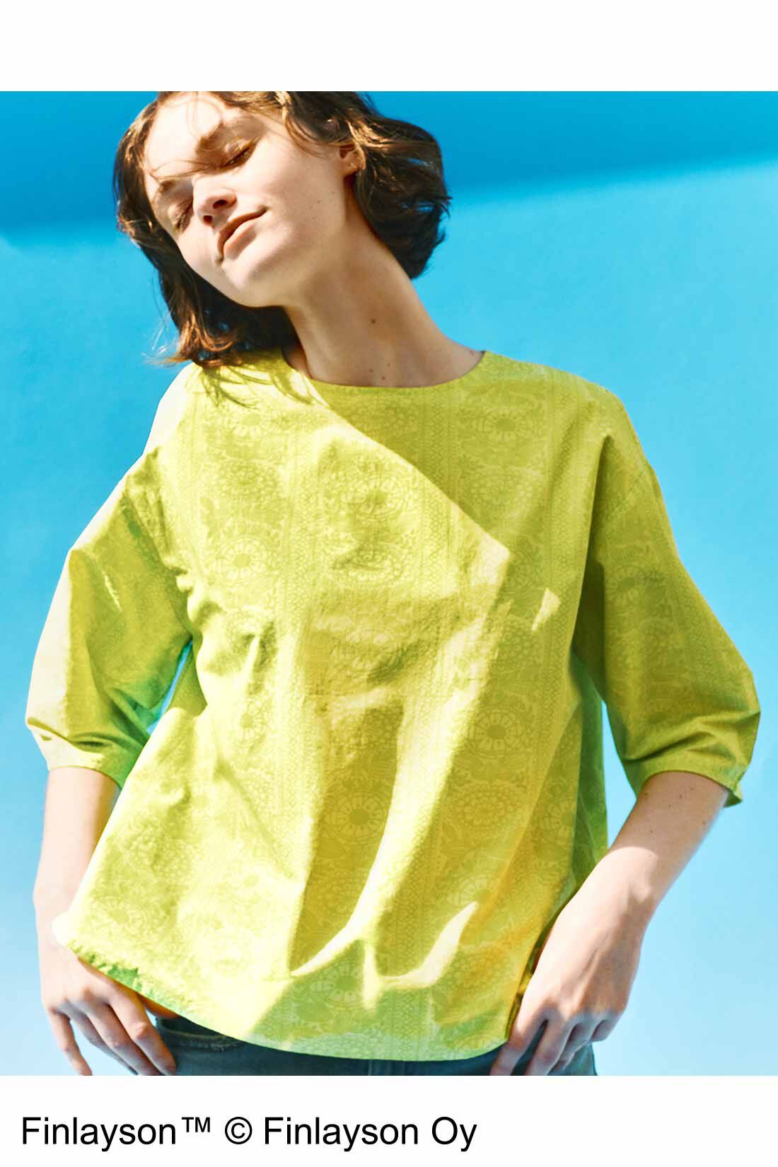 SYRUP. [シロップ．]|フィンレイソン ふんわり五分袖布はくトップス〈タイミ〉|花々が咲き乱れる、フィンレイソンのクラシックデザイン。