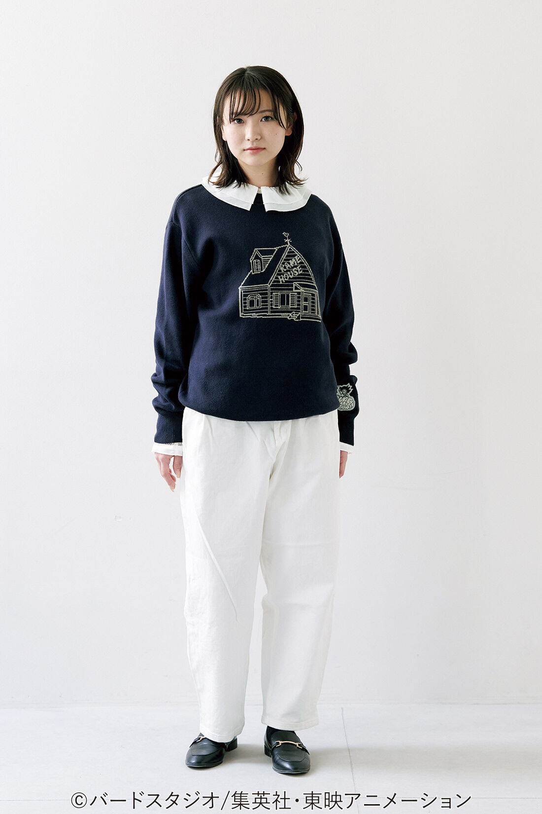 ドラゴンボール×シロップ． ようこそカメハウスへ！ 袖にも注目なジャカード編みニットトップス〈ネイビー〉