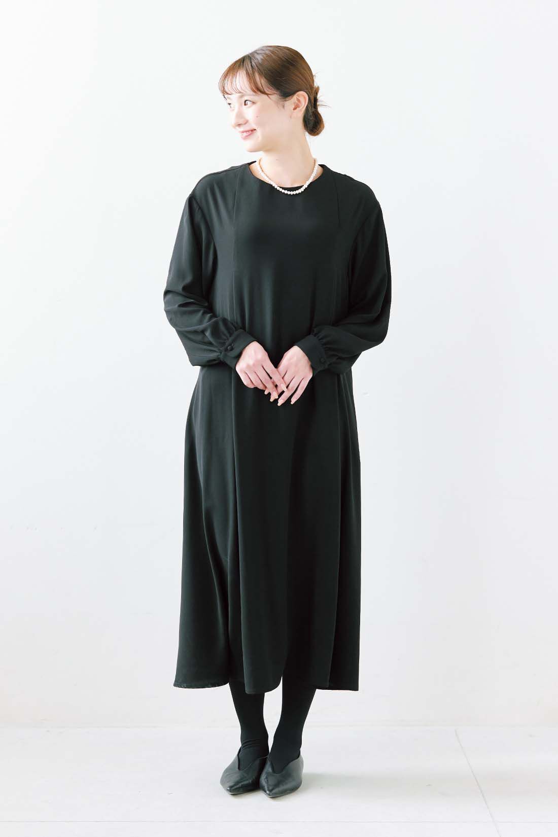 SYRUP. [シロップ．]|シロップ． 衿をはずして2-WAY仕様 セレモニーワンピース〈ブラック〉|身長162cm/Mサイズ着用