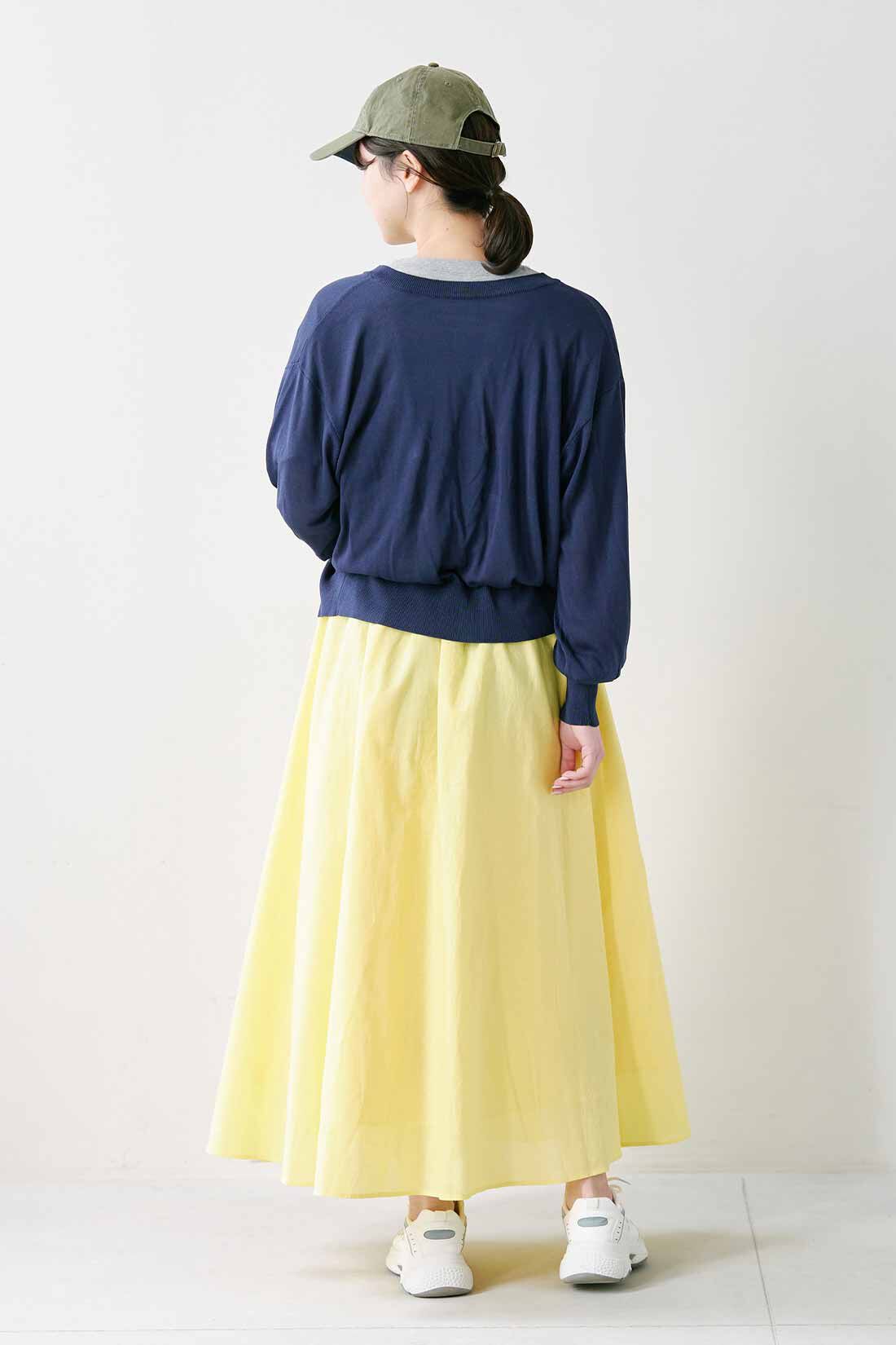 SYRUP. [シロップ．]|シロップ. さらっとした肌心地のシアーカーディガンの会|身長162cm/Mサイズ着用