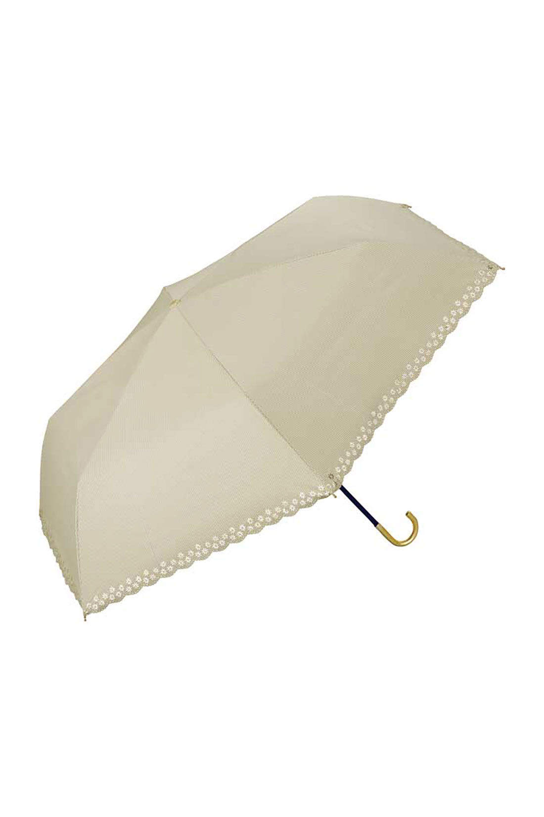 SYRUP. [シロップ．]|【WEB限定】 遮光フラワーカットストライプミニ晴雨兼用折りたたみ傘【シロップ．バスケット】|1.ベージュ
