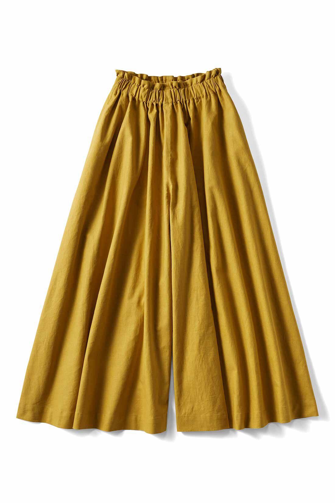 スカートみたいな ちょい厚コットンリネンのボリュームガウチョパンツ 
