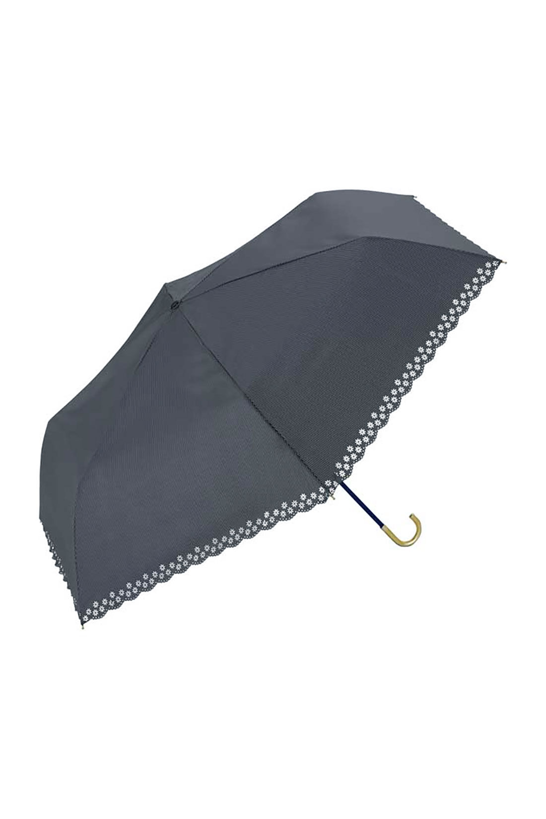 SYRUP. [シロップ．]|【WEB限定】 遮光フラワーカットストライプミニ晴雨兼用折りたたみ傘【シロップ．バスケット】|3.チャコール