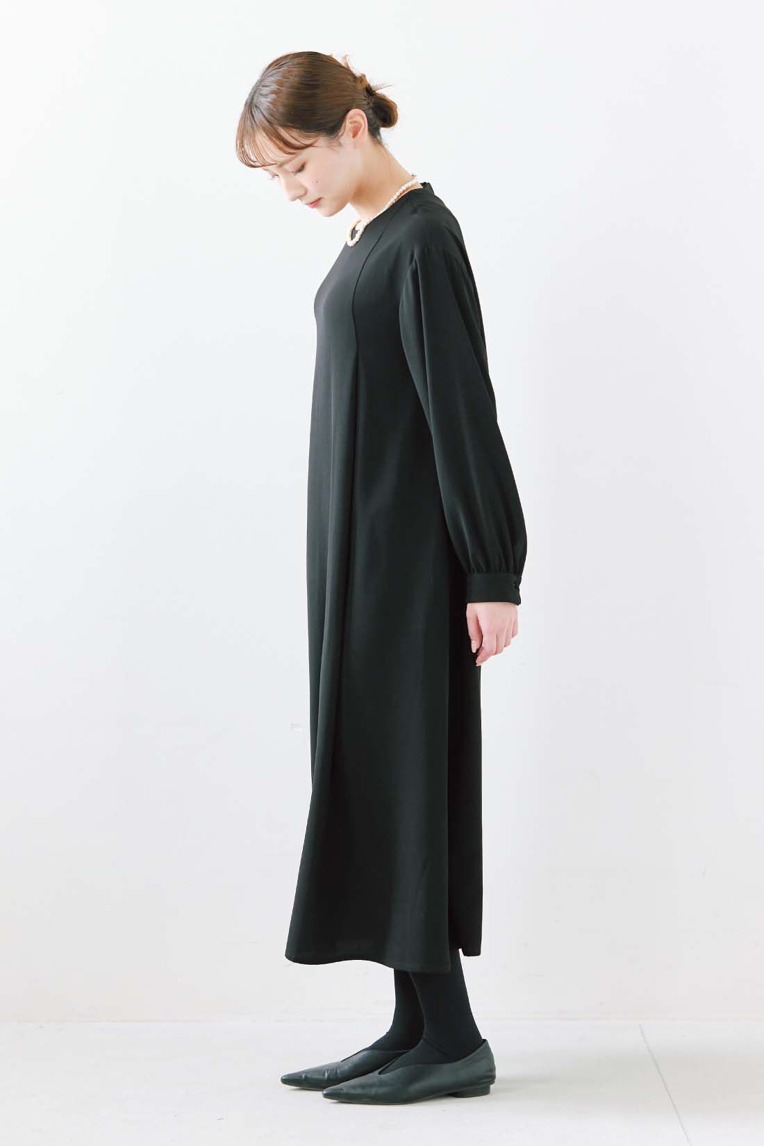SYRUP. [シロップ．]|シロップ． 衿をはずして2-WAY仕様 セレモニーワンピース〈ブラック〉|身長162cm/Mサイズ着用