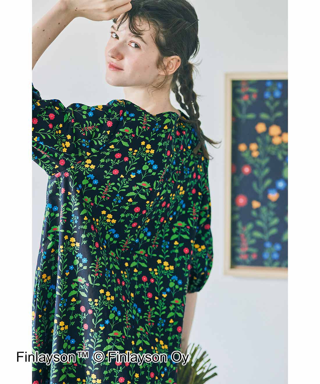 SYRUP. [シロップ．]|フィンレイソン ふんわりスリーブワンピース〈ウッラ〉