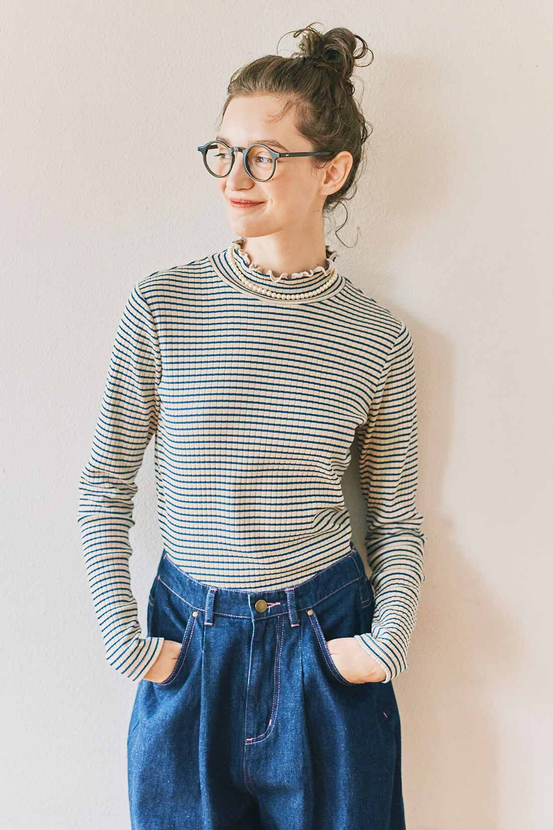 SYRUP. [シロップ．]|シロップ. コットン100％吸湿発熱機能のリブハイネックトップスの会