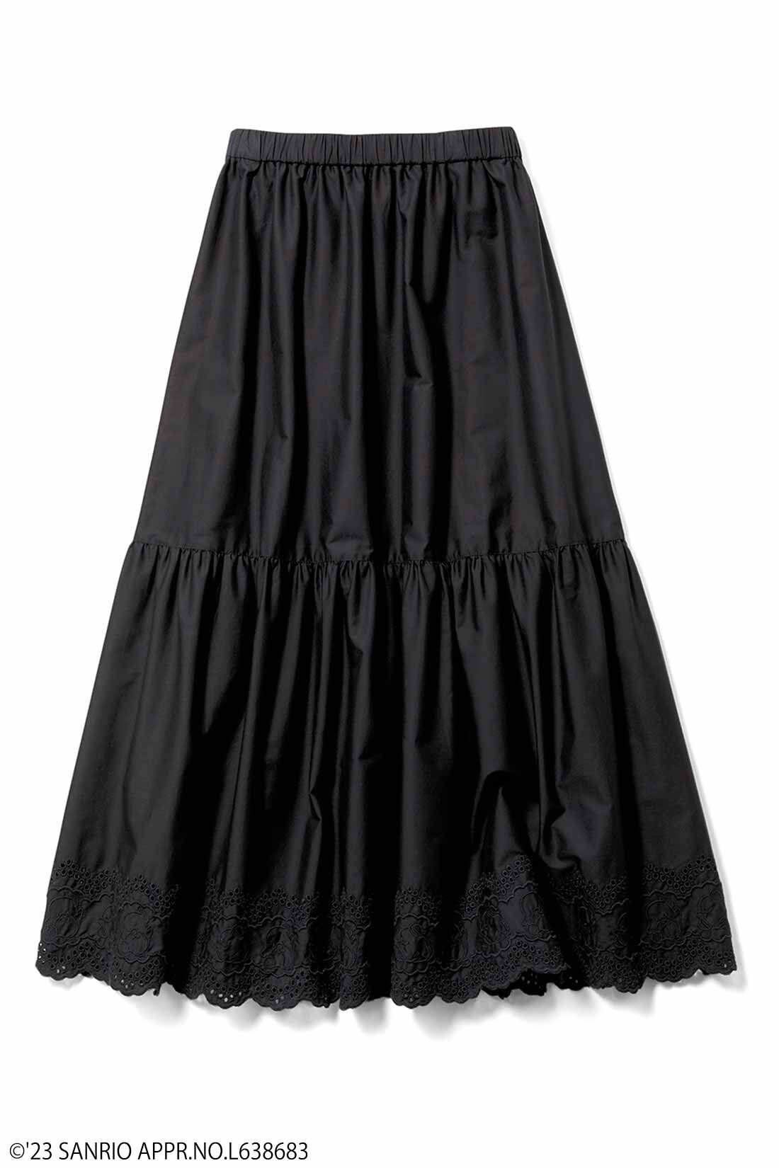 シロップ．|サンリオキャラクターコラボ コットンスカラップレースのスカート〈タキシードサム〉〈ブラック〉|ブラック