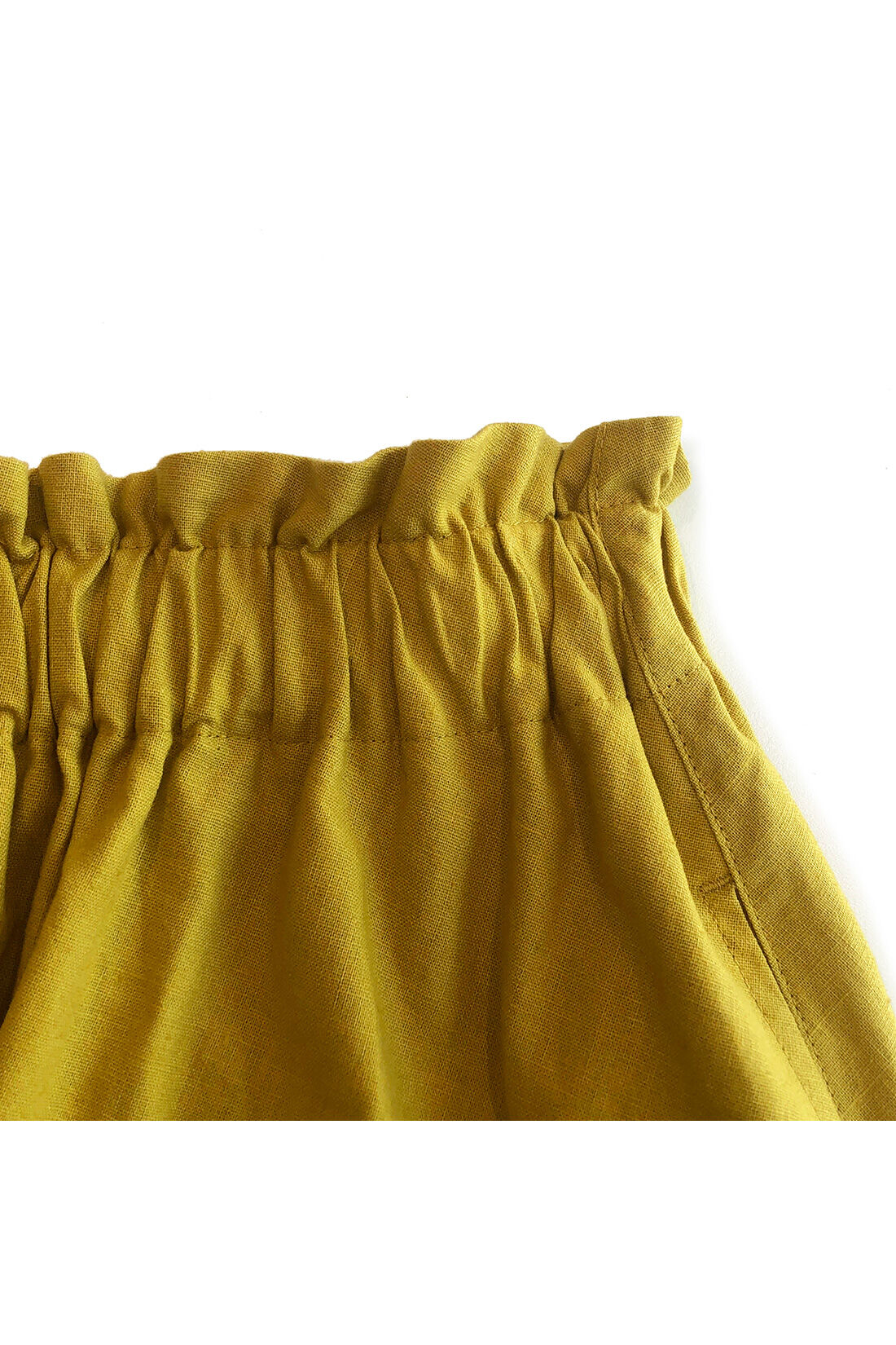 シロップ．|スカートみたいな ちょい厚コットンリネンのボリュームガウチョパンツ〈マスタードイエロー〉