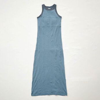 シロップ． | miller リブボーダーカップ付きワンピース〈ブルー×グレー〉