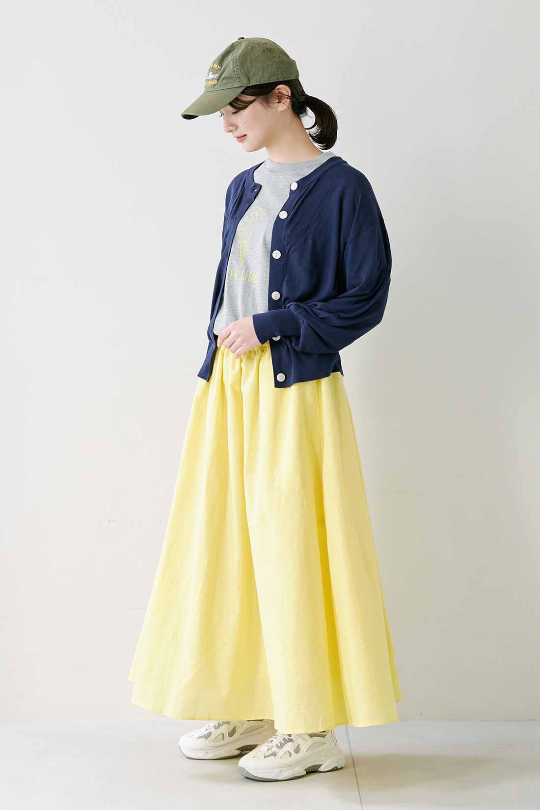 SYRUP. [シロップ．]|シロップ. さらっとした肌心地のシアーカーディガンの会|身長162cm/Mサイズ着用