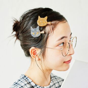 猫部 | 猫さんがお手伝い跡が つきにくい前髪クリップ
