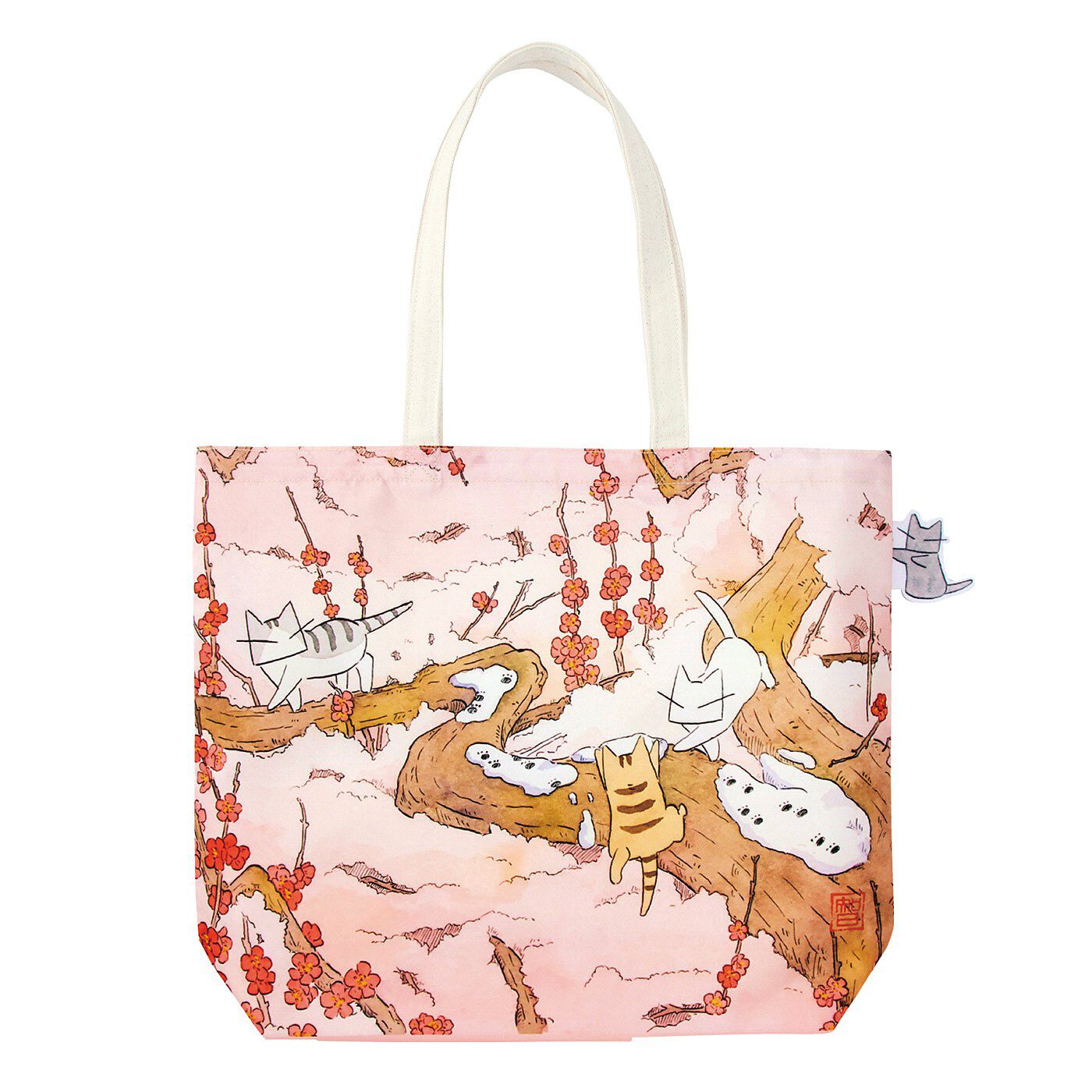 猫部|日本画家 久保智昭さんとつくった　猫とお花の季節のトートバッグの会|〈梅の老木と猫〉