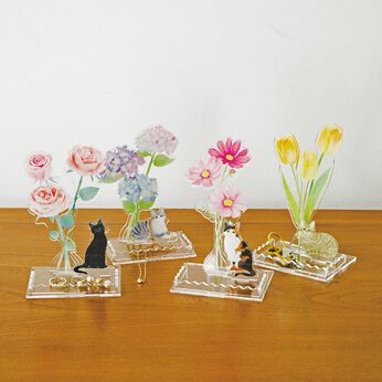 猫部 | 猫との暮らし お花アクリルトレイ