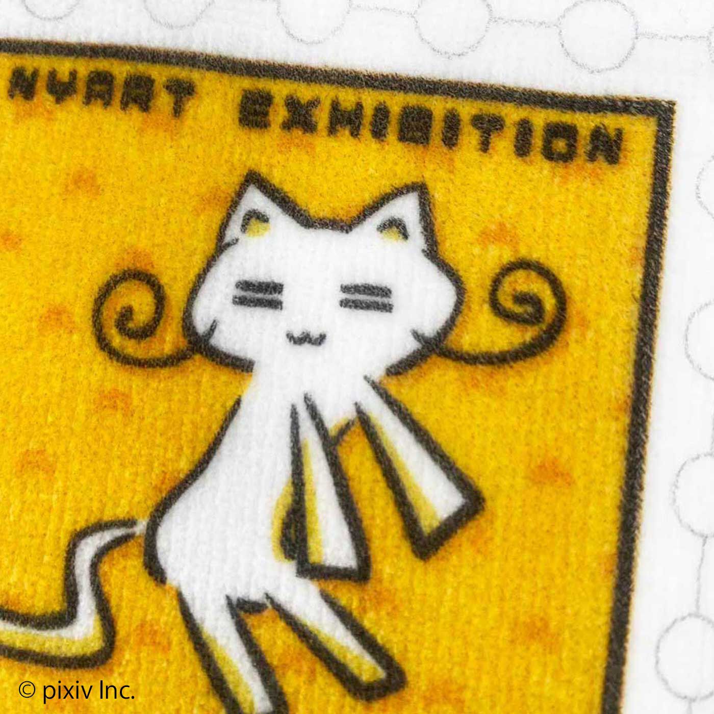 猫部|ニャーと!展×猫部　daniwellタオルハンカチ|生地は綿100％でやわらかな肌ざわりながら、イラストが鮮明にプリントされています。