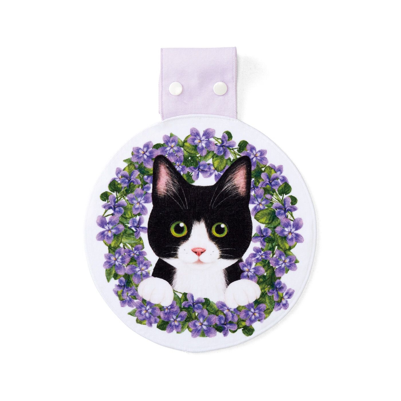 猫部|お花の中から猫が見守る　フラワーリースタオルの会|〈スミレ〉