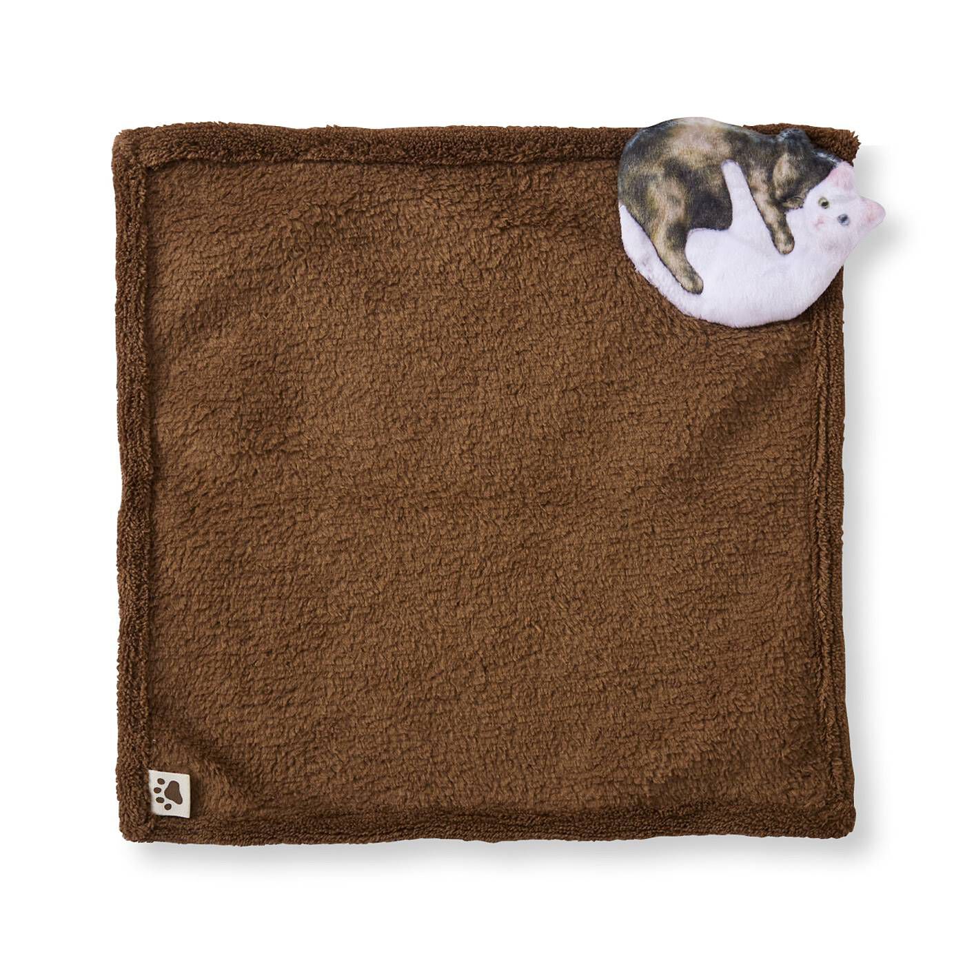 猫部|チラっとめくると猫がいる　毛布で眠る猫ハンカチの会|〈ブラウン（サビ×白）〉