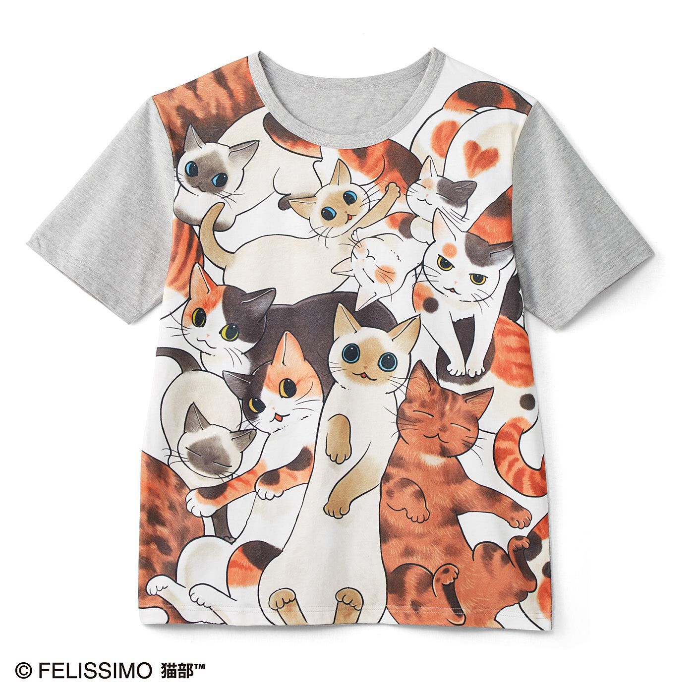 猫部|漫画家山野りんりんさんとつくった　猫好き猛アピールTシャツ フルカラーの会|〈三毛・サビ・シャム集合〉