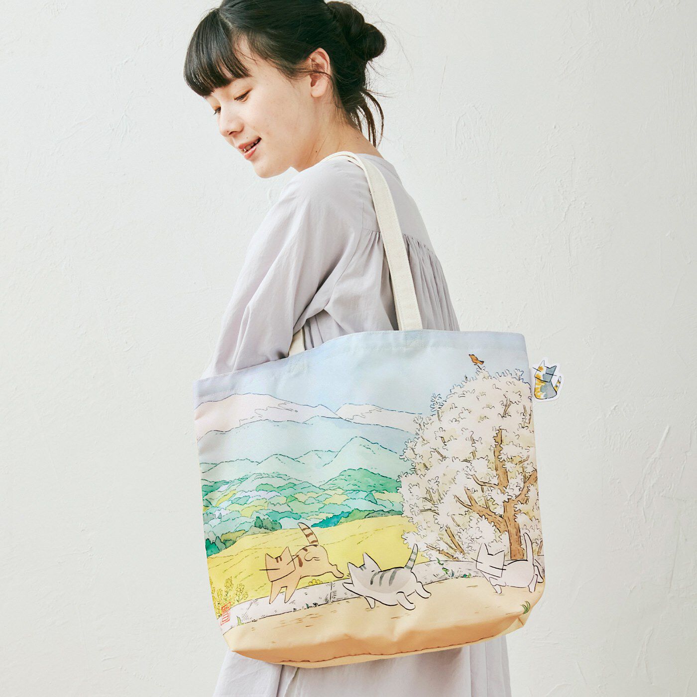 猫部|日本画家 久保智昭さんとつくった　猫とお花の季節のトートバッグの会