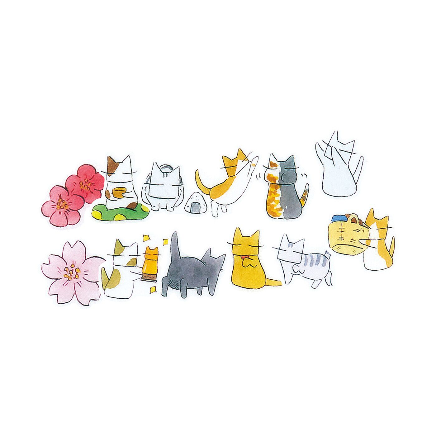 猫部|日本画家 久保智昭さんとつくった　猫とお花のダイカット　マスキングテープの会|〈まったり編〉