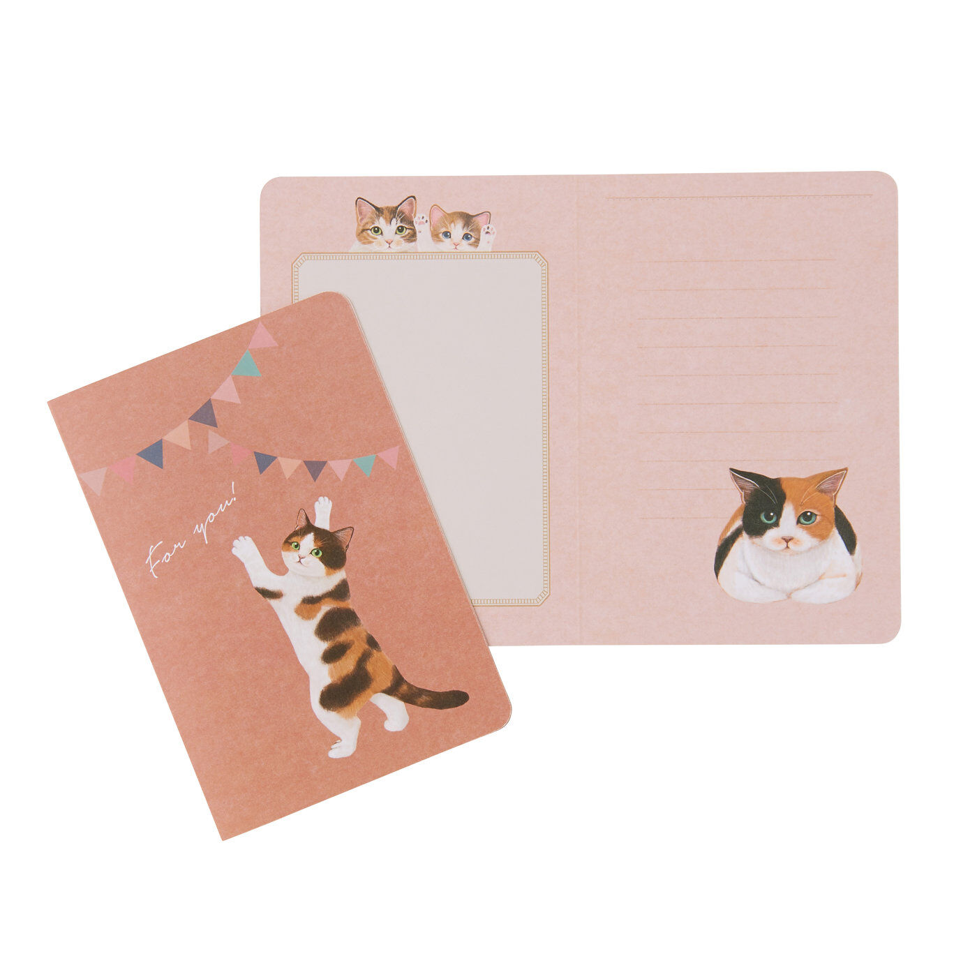 猫部|猫たちのメッセージカード２枚セット〈三毛〉