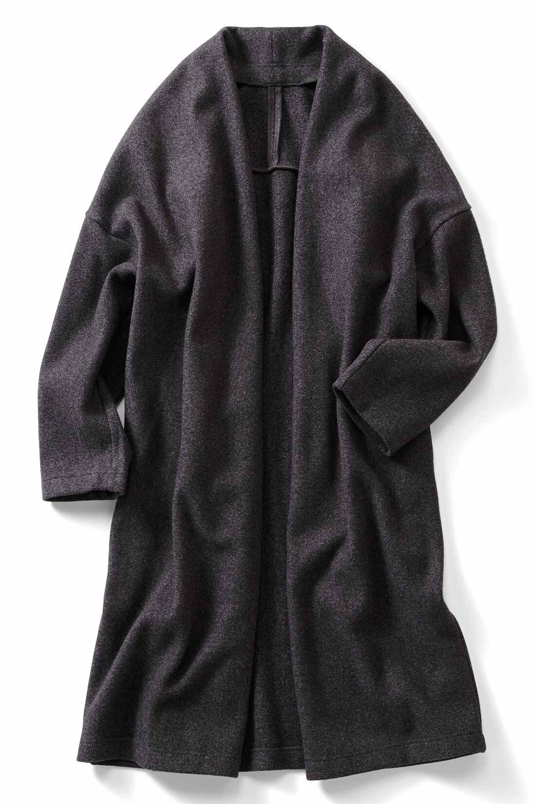 DRECO by IEDIT|【3～10日でお届け】IEDIT[イディット]　毛布を着ているみたいに暖かな ふんわり軽い起毛カットソーコーディガン〈ダークグレー〉