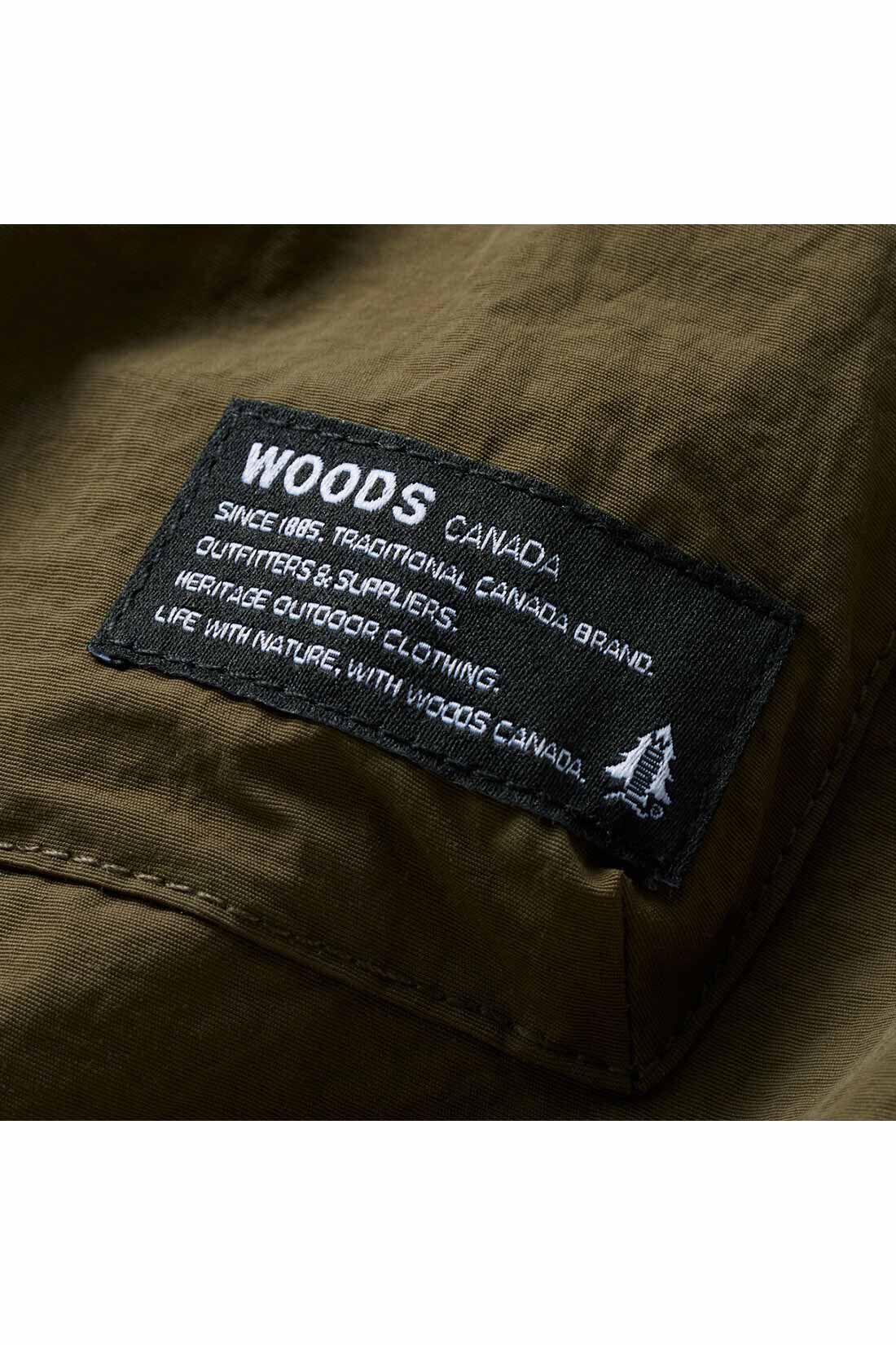 DRECO by IEDIT|【3～10日でお届け】IEDIT[イディット]　WOODSコラボ ナイロン遣いのスウェットワンピース〈カーキ〉|左ポケットにあしらった｢Woods｣のタグがさりげないアクセント。