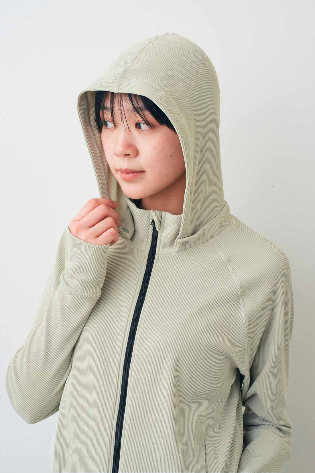 DRECO|【3～10日でお届け】IEDIT[イディット]　福田麻琴さんコラボ リブ素材のラッシュパーカー〈アイボリー〉