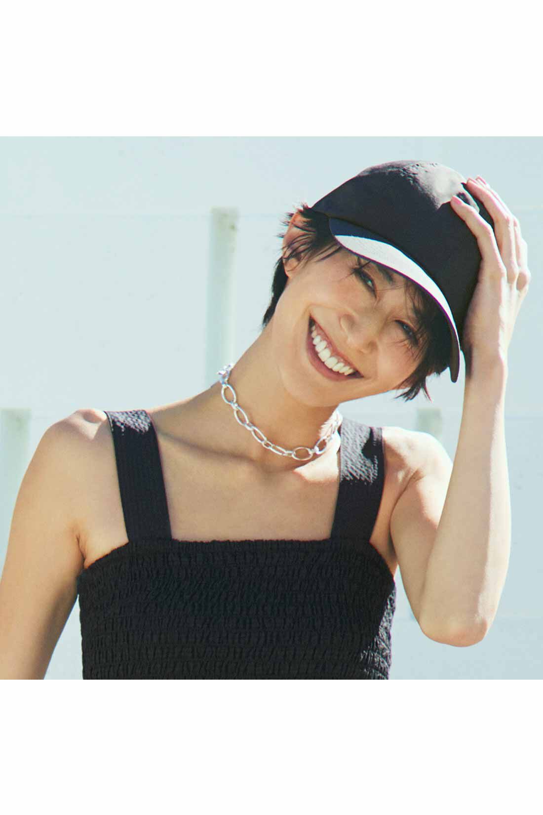 DRECO|【3～10日でお届け】IEDIT[イディット]　福田麻琴さんコラボ 日よけ布付きキャップ〈ブラック〉