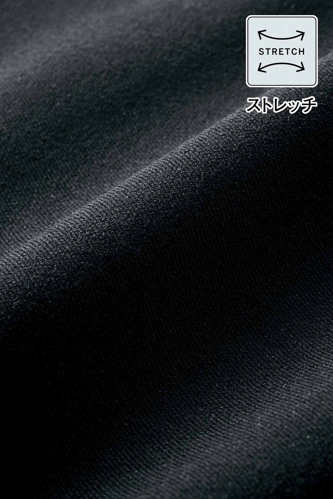 DRECO by IEDIT|【3～10日でお届け】IEDIT[イディット]　いつもキレイな黒が続く オンオフ万能 純黒デザインワンピ―ス〈ブラック〉|しわになりにくく、ウオッシャブルな素材でお手入れがらくなストレッチ素材。布はくの純黒素材はきちんと見えて着心地伸びやか。