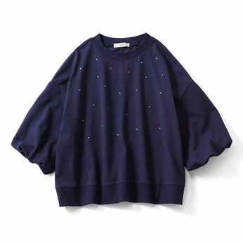 DRECO by IEDIT | ミニ裏毛ラインストーントップス〈ネイビー〉ＩＥ