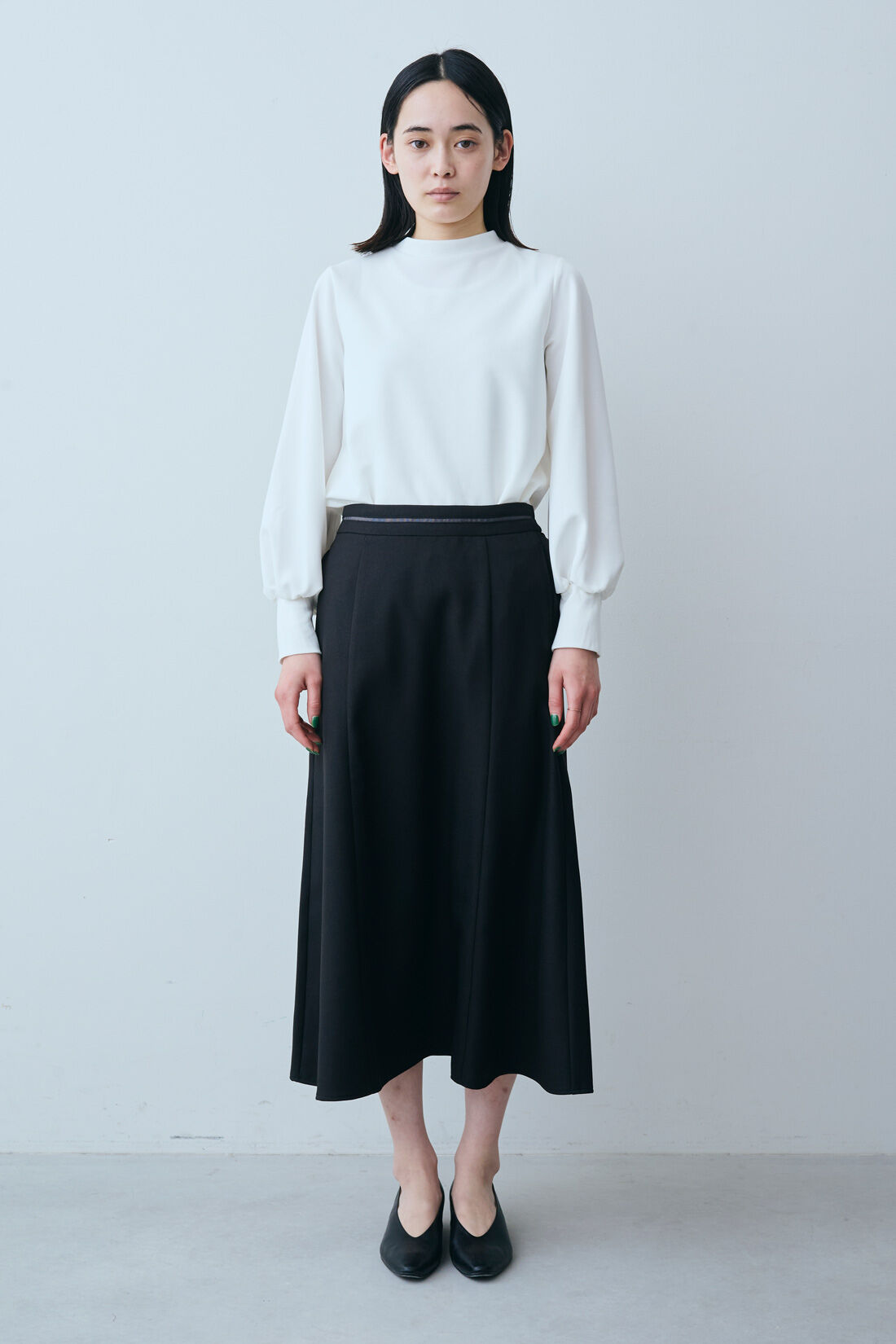 DRECO by IEDIT|【3～10日でお届け】IEDIT[イディット]　シルエットが美しい UVカット機能のすっきり見えスカート〈ブラック〉|モデル身長：167cm　着用サイズ：M