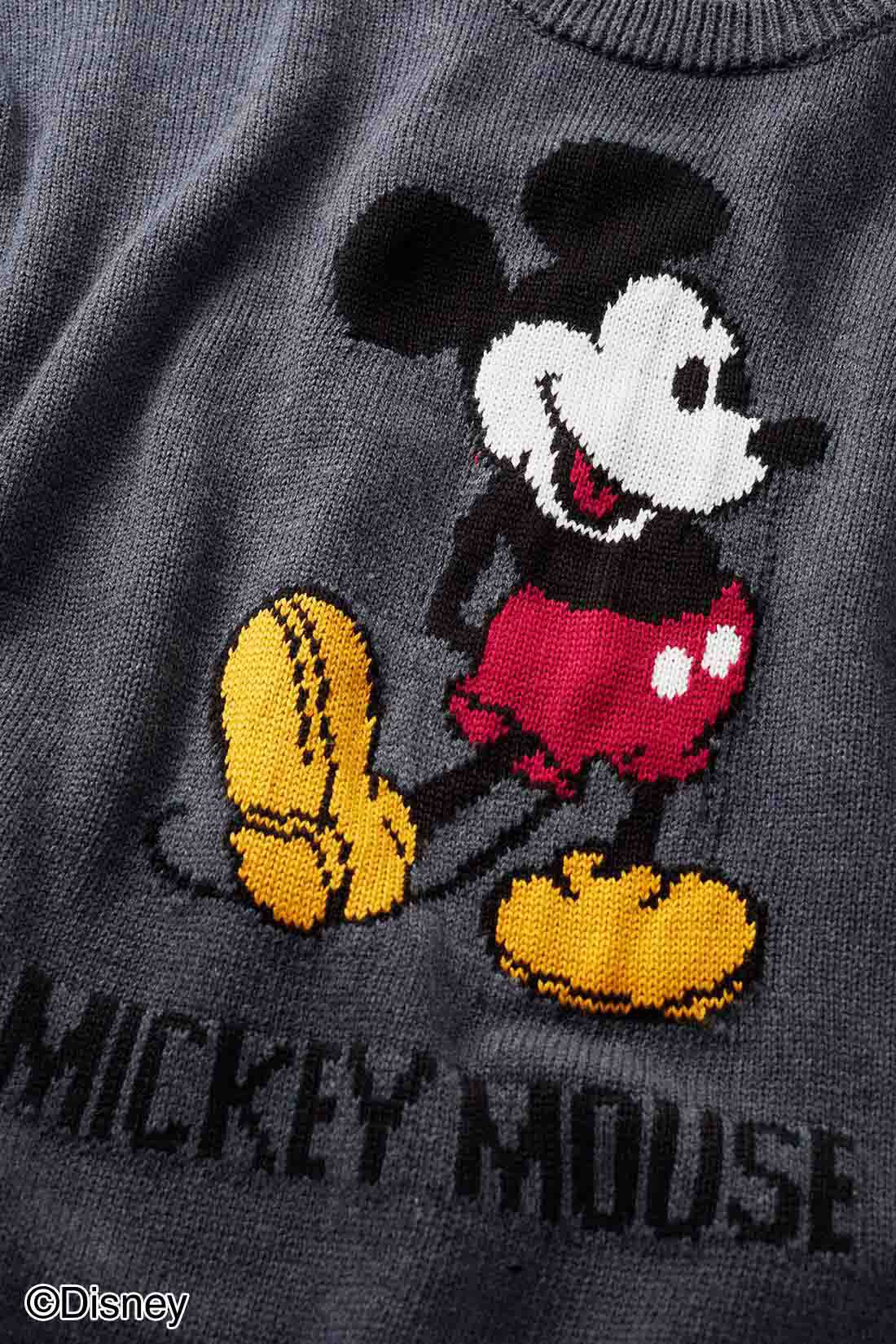 DRECO by IEDIT|【3～10日でお届け】IEDIT[イディット]　Disney「ミッキーマウス」ジャカードニット〈グレー〉