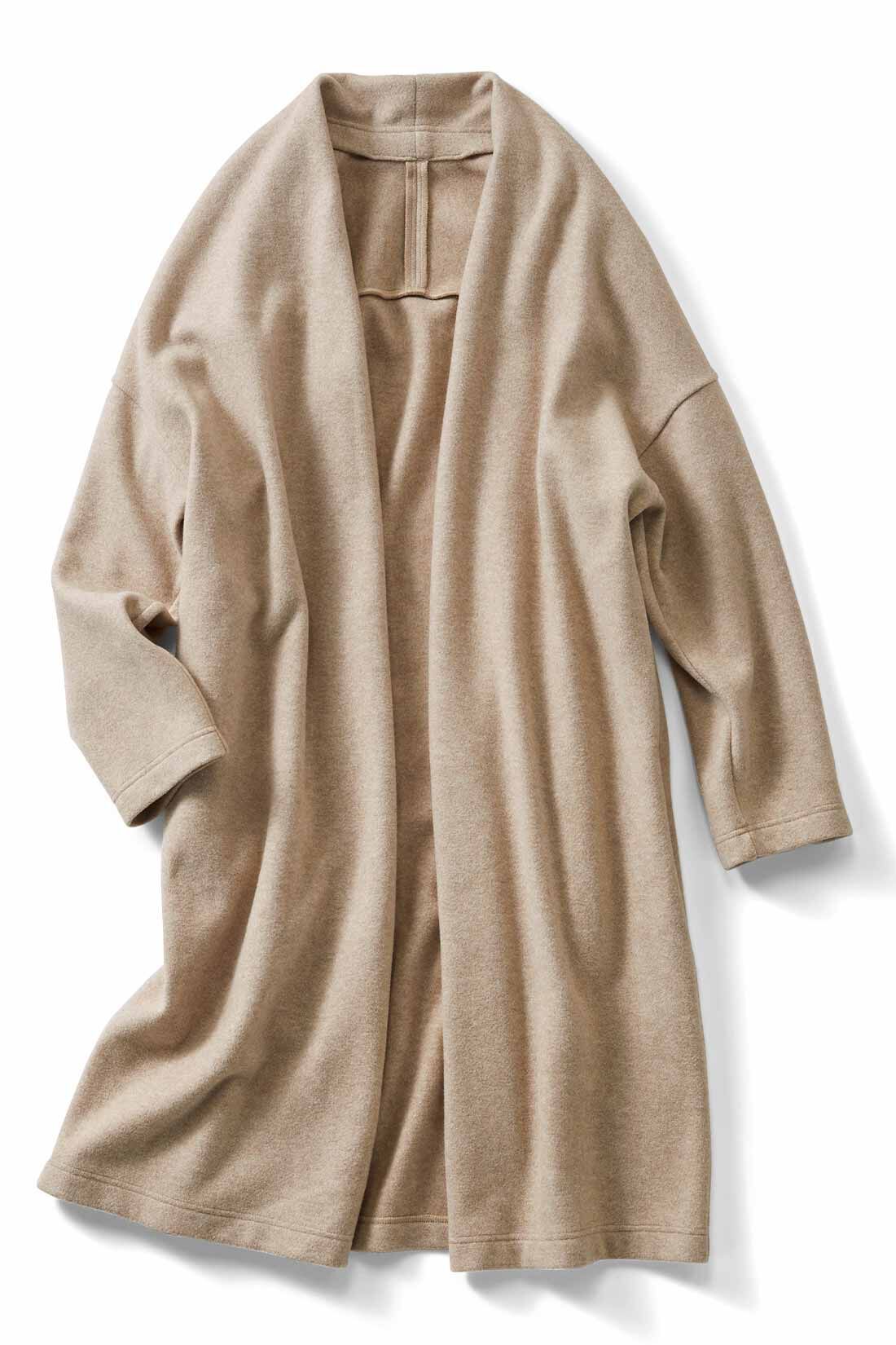 DRECO by IEDIT|【3～10日でお届け】IEDIT[イディット]　毛布を着ているみたいに暖かな ふんわり軽い起毛カットソーコーディガン〈ベージュ〉