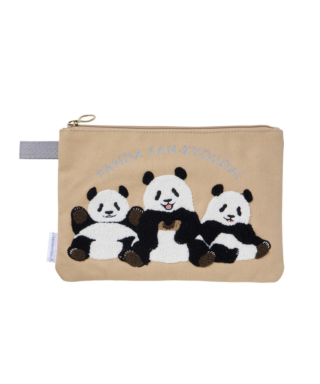 YOU＋MORE！［ユーモア］|YOU+MORE!　パンダ３きょうだい　シャンシャン・シャオシャオ・レイレイ　もこもこ刺しゅうフラットポーチ