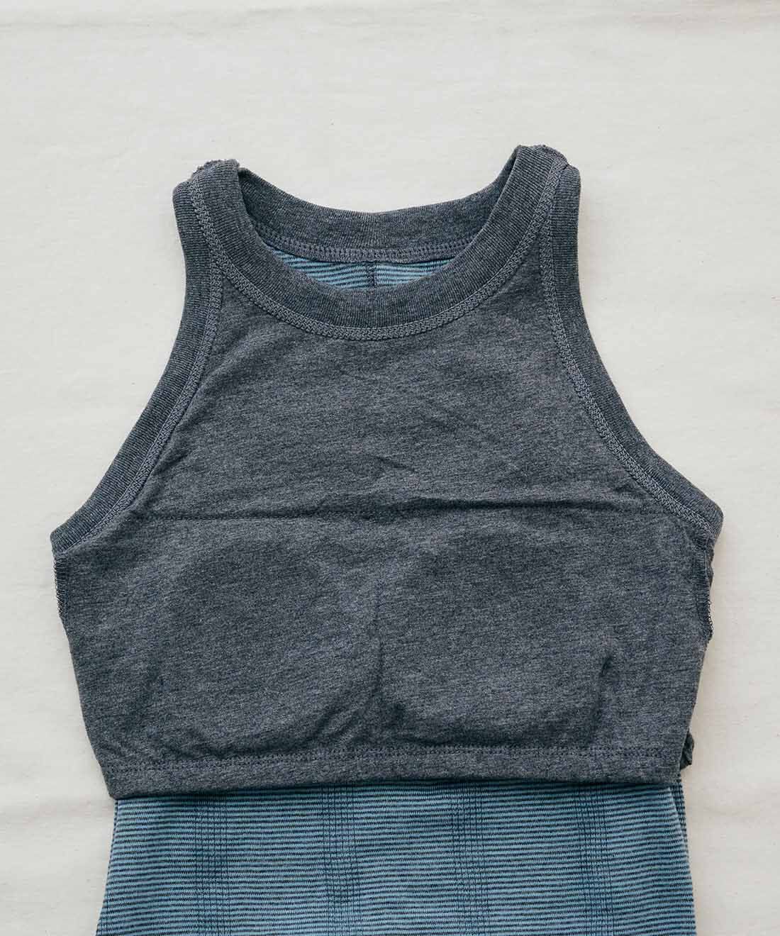 シロップ．特急便|【WEB限定・3～10日でお届け】miller リブボーダーカップ付きワンピース〈ブルー×グレー〉【シロップ．バスケット】
