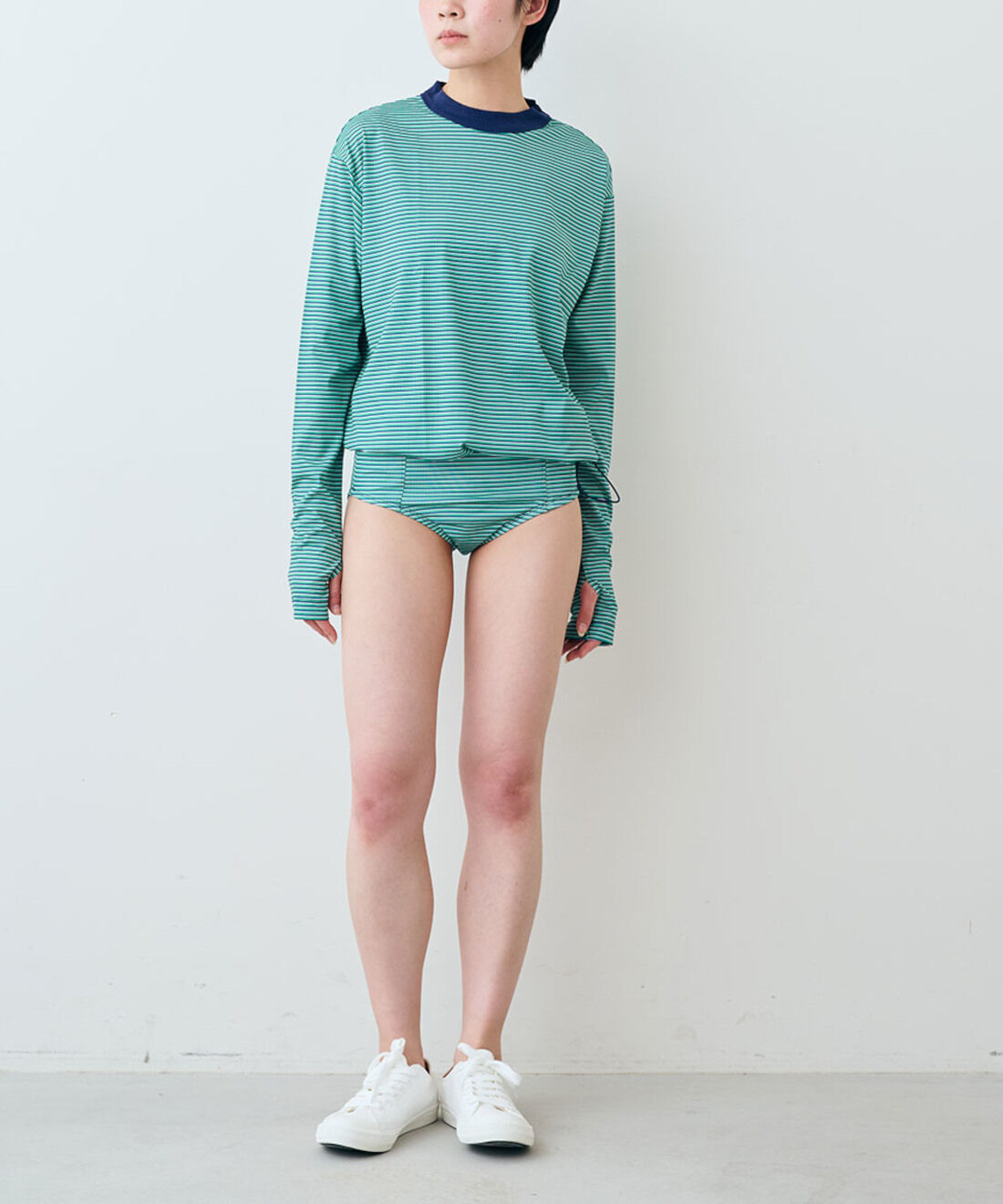 シロップ．特急便|【WEB限定・3～10日でお届け】miller ボーダーラッシュガード〈テラコッタオレンジ〉【シロップ．バスケット】|モデル身長:163cm ※お届けのカラーとは異なります。