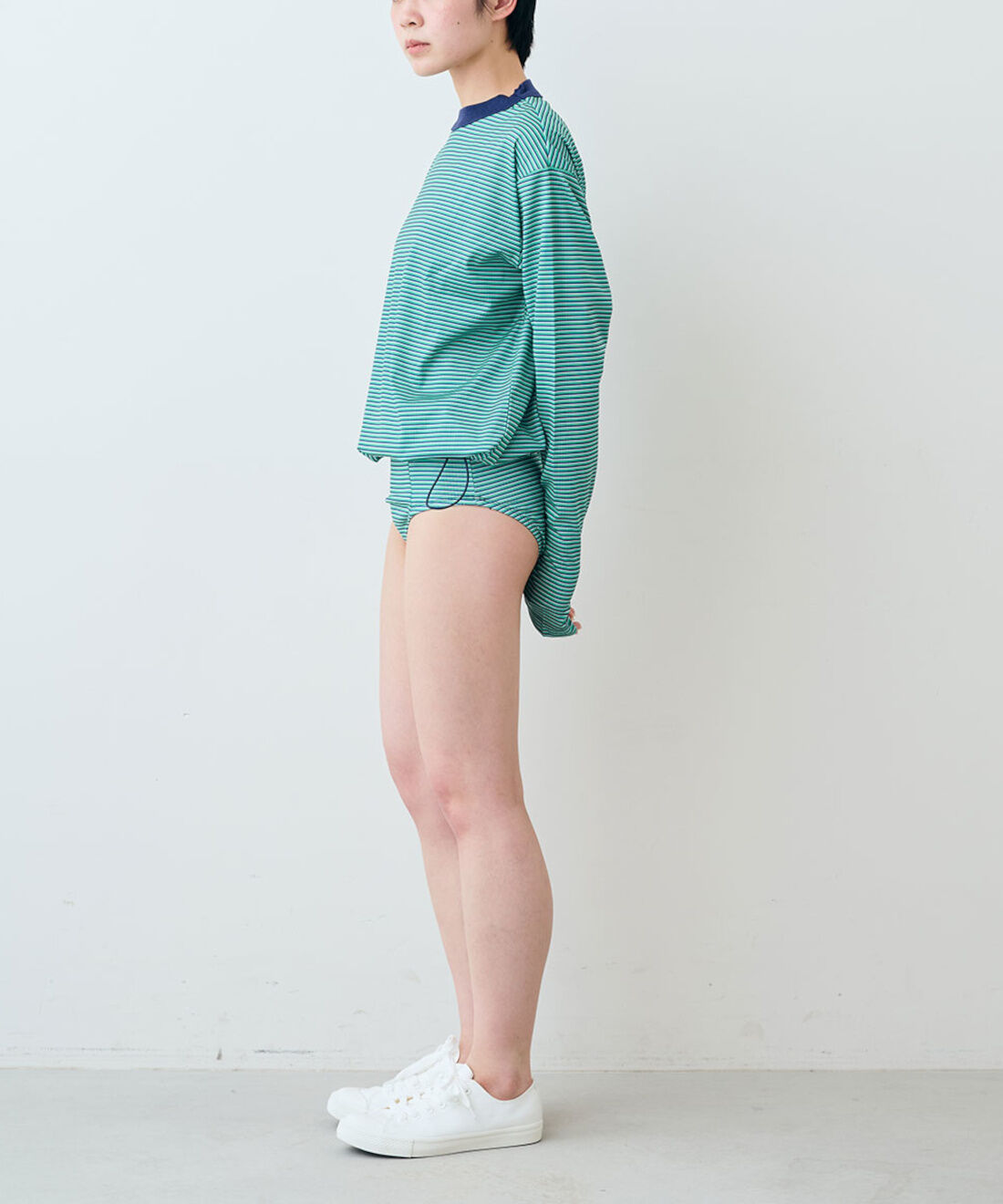 シロップ．特急便|【WEB限定・3～10日でお届け】miller ボーダーラッシュガード〈ブルー〉【シロップ．バスケット】|モデル身長:163cm ※お届けのカラーとは異なります。