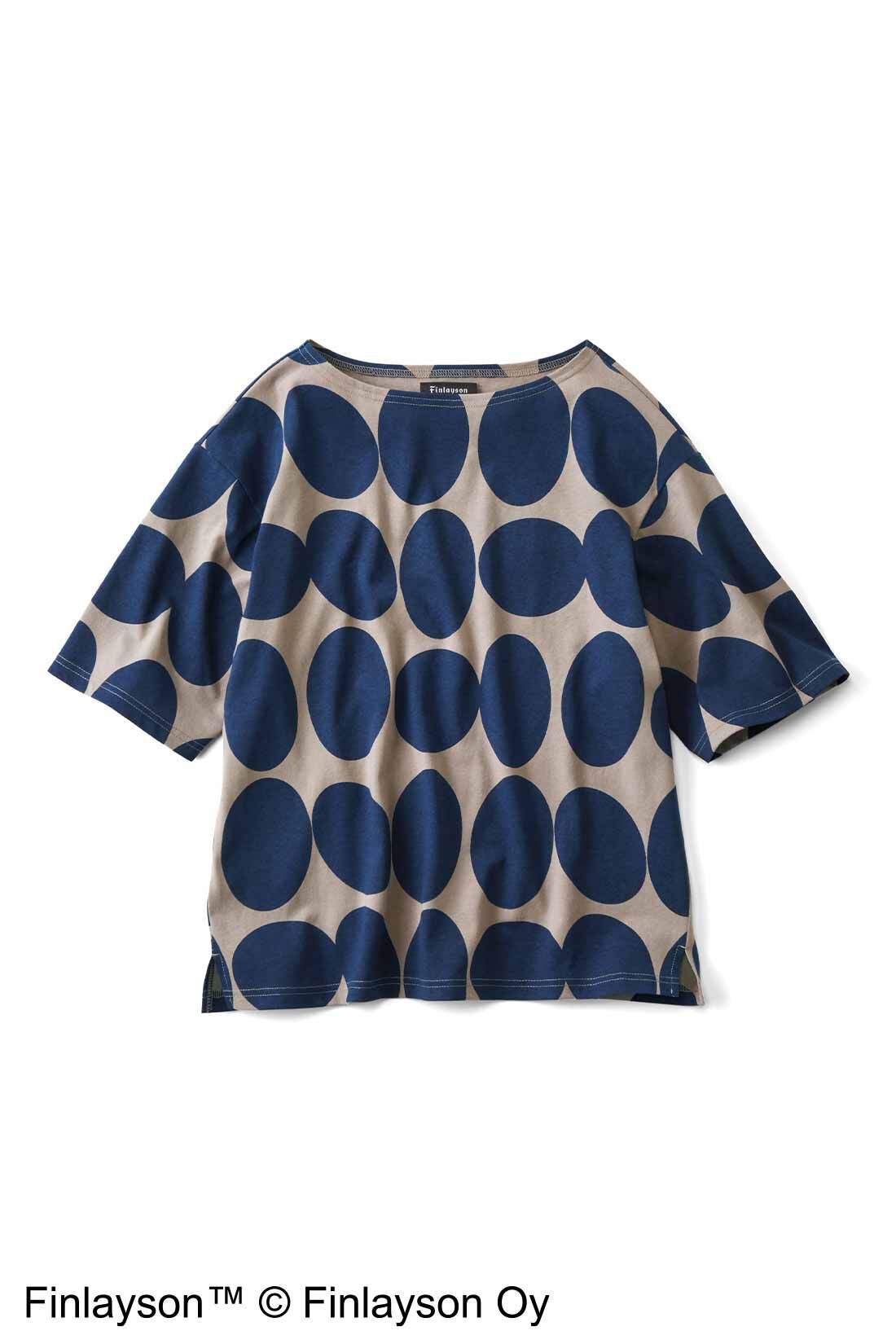 シロップ. 特急便|【3～10日でお届け】フィンレイソン リラックスシルエットのボートネックTシャツ〈ポップ〉|<POP> ポップ　大胆な柄×シックなカラーがおしゃれ！