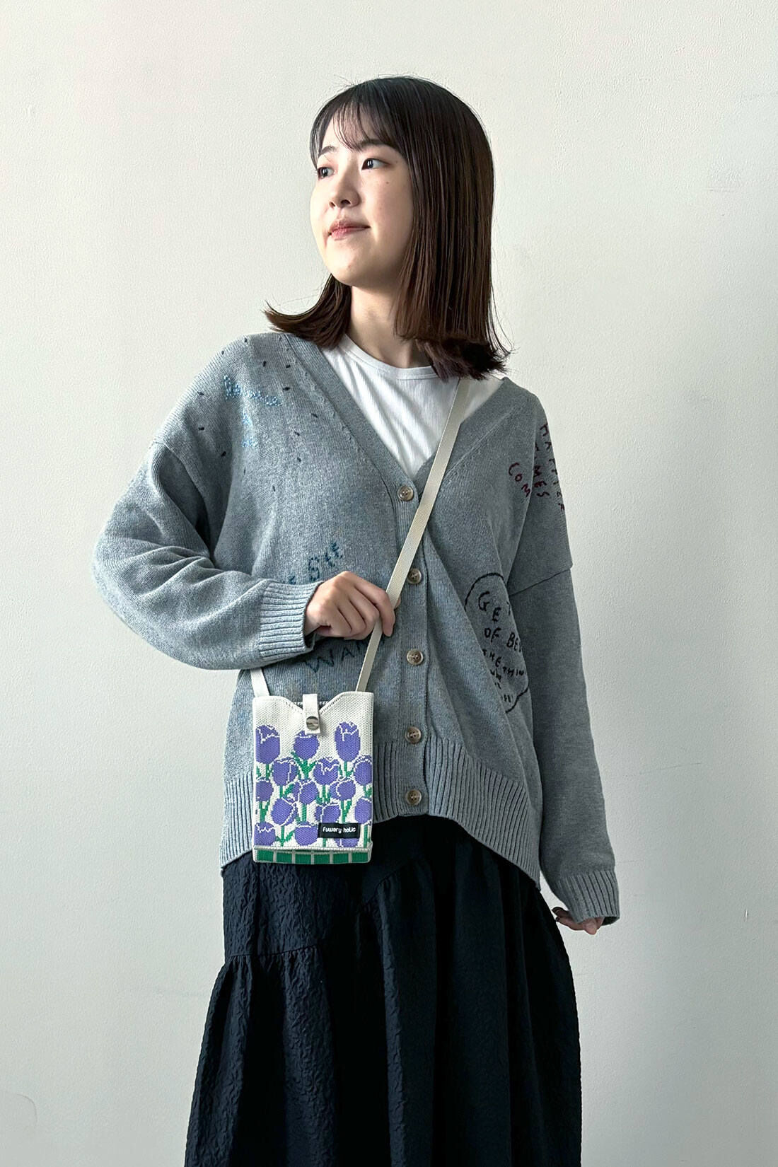 シロップ．特急便|【3～10日でお届け】ニットポシェットチューリップ柄【シロップ．バスケット】|1.ブルー