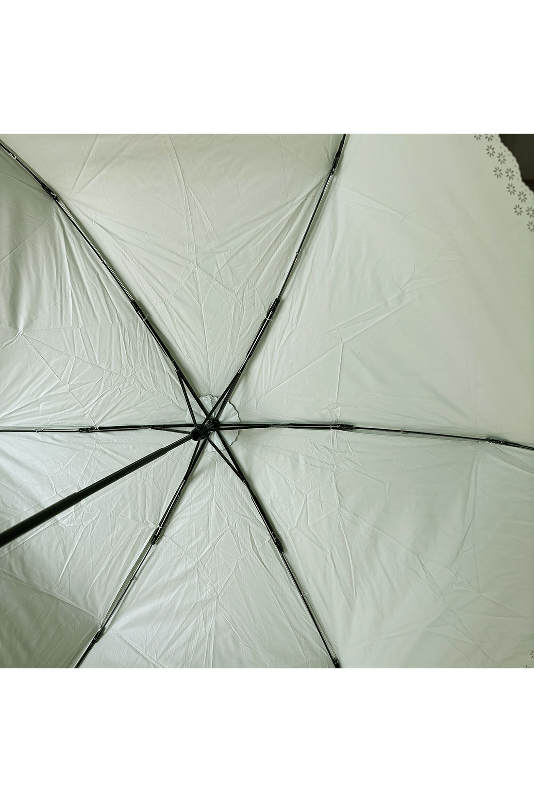 シロップ．特急便|【3～10日でお届け】遮光フラワーカットストライプミニ晴雨兼用折りたたみ傘【シロップ．バスケット】