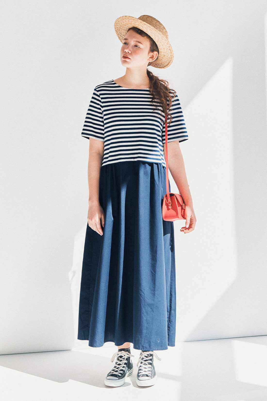 シロップ．特急便|【3～10日でお届け】シロップ． ベストコーディネートに見えるドッキングワンピース〈ネイビー〉