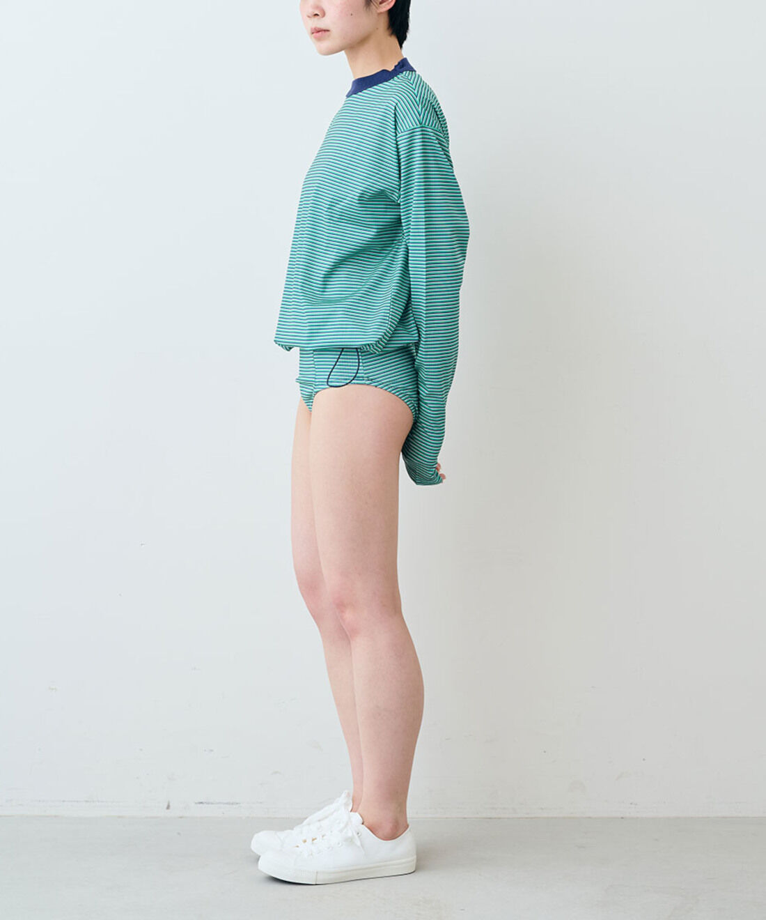 シロップ．特急便|【WEB限定・3～10日でお届け】miller ボーダーラッシュガード〈テラコッタオレンジ〉【シロップ．バスケット】|モデル身長:163cm ※お届けのカラーとは異なります。
