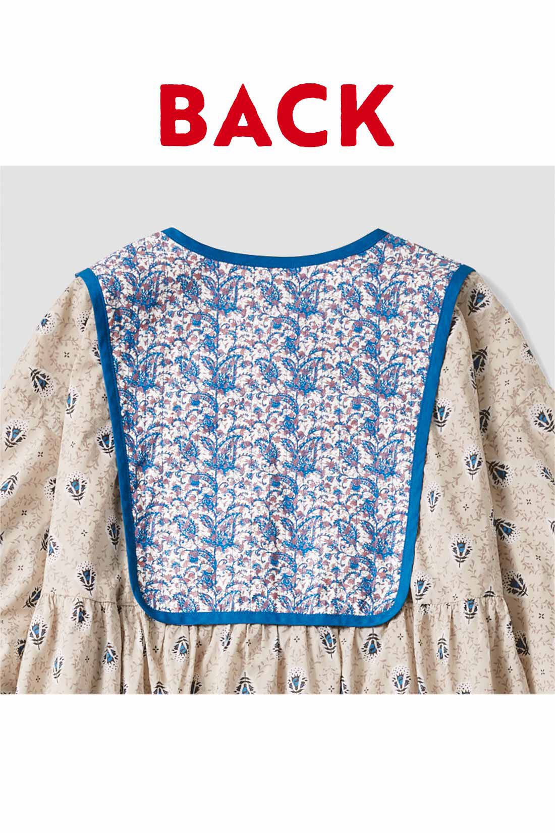 シロップ．特急便|【3～10日でお届け】シロップ． ふわりと風を通すコットン１００％のボタニカルワンピース〈ミルクティー〉|後ろ姿も印象的。まとめ髪が多くなる夏に「魅せたい」デザイン。