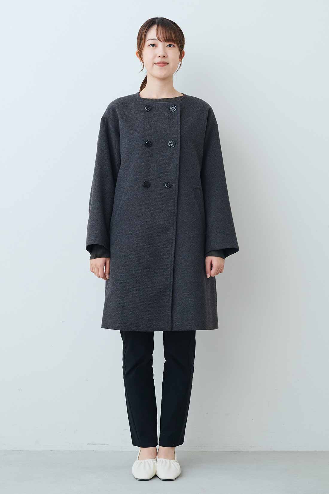 シロップ．特急便|シロップ. フランスの印象派画家モネの世界をまとう クラシックコート〈チャコールグレー〉|モデル身長：167cm　着用サイズ：M