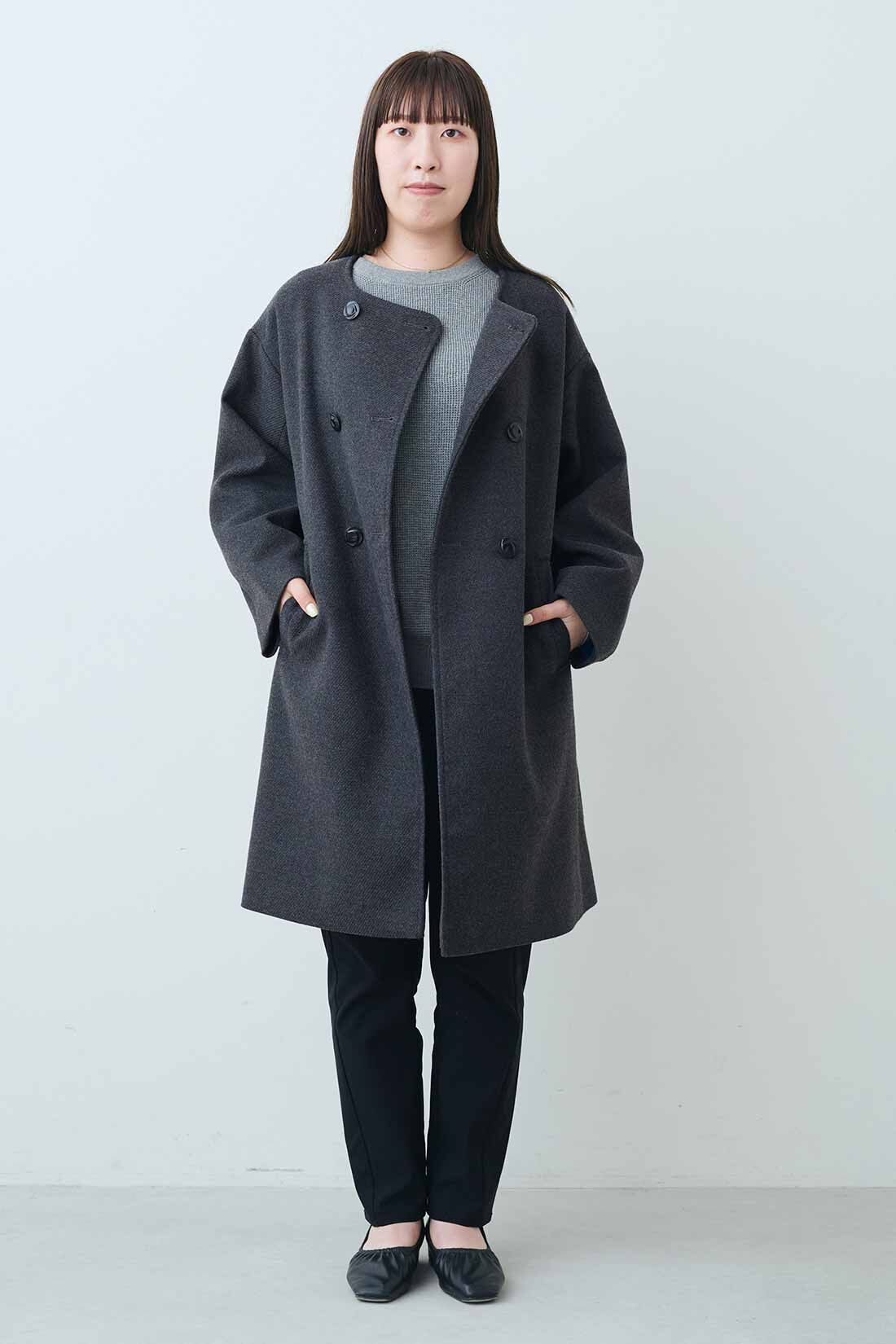 シロップ．特急便|シロップ. フランスの印象派画家モネの世界をまとう クラシックコート〈チャコールグレー〉|モデル身長：159cm　着用サイズ：M