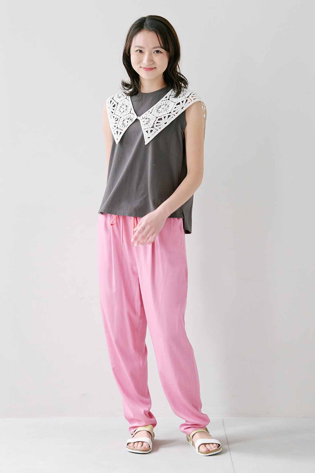 シロップ．特急便|【3～10日でお届け】シロップ． しっかり隠してくれるコットンタンクトップ〈チャコールグレー〉|身長162cm/Mサイズ着用