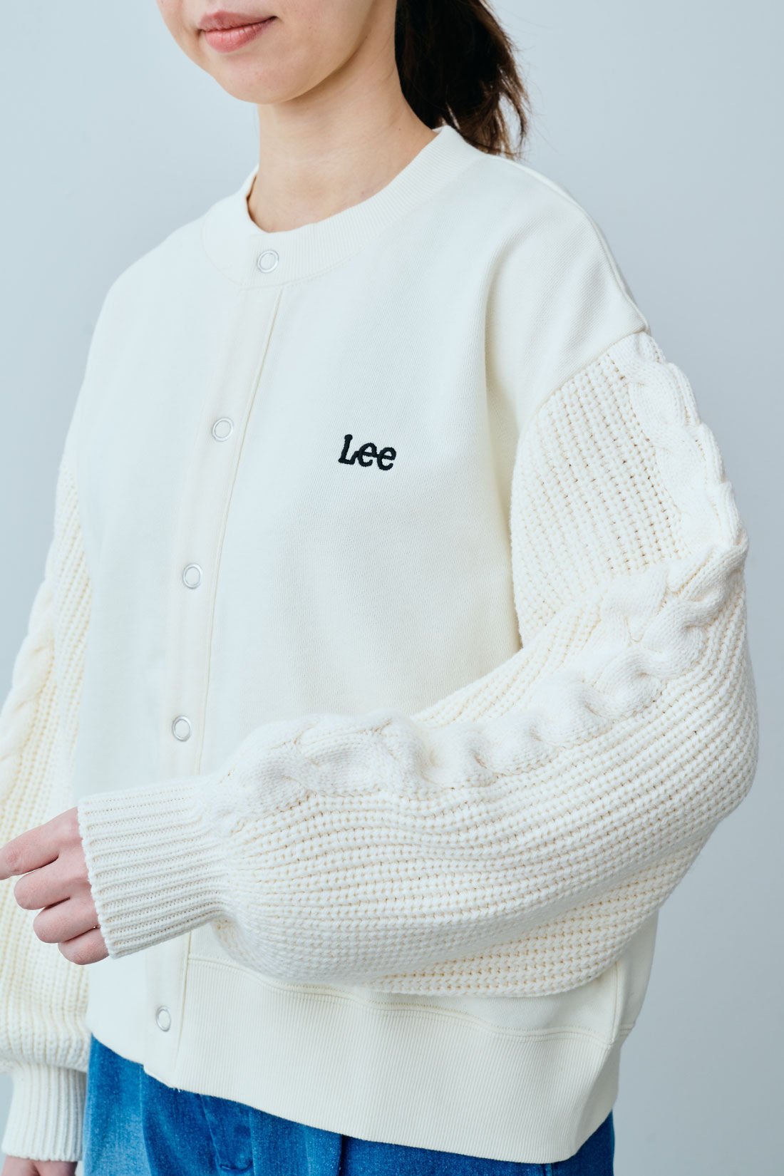 fashion special|【WEB限定・特急便】　LEE KNIT PANEL SWEAT CARDI