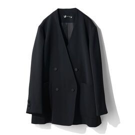 fashion special | マット ブラック ノーカラー ジャケット