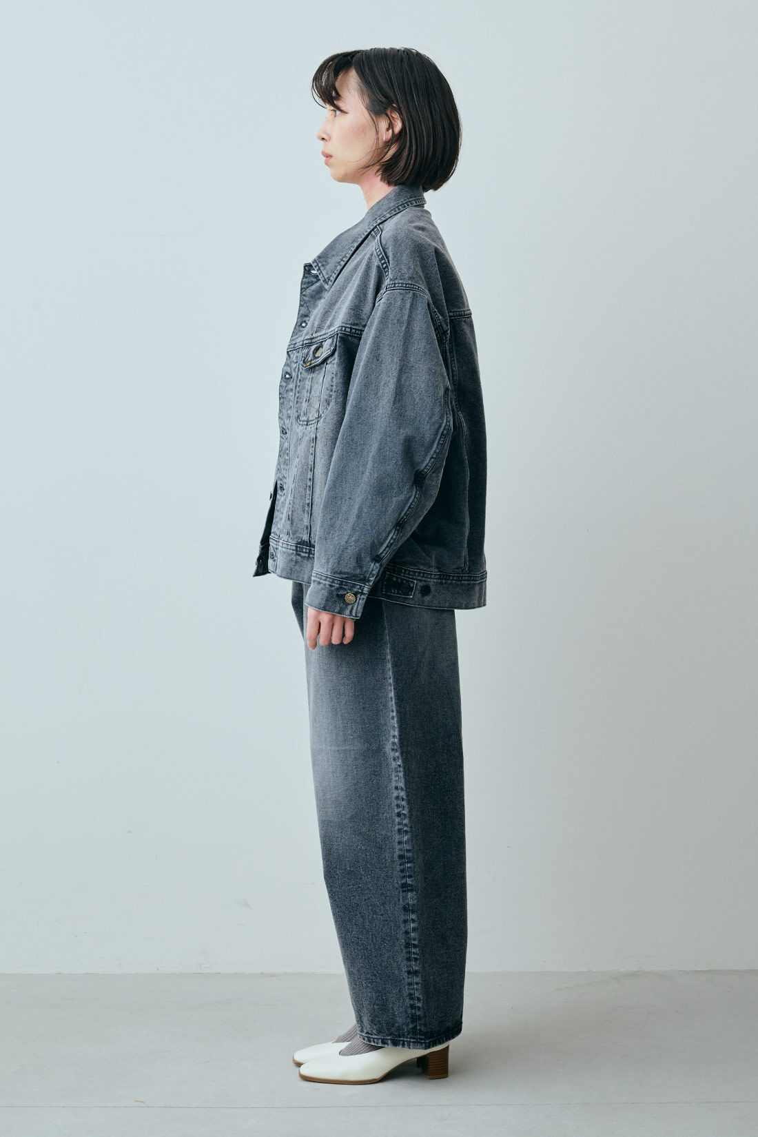 fashion special|【WEB限定・特急便】　Lee スーパーサイズライダースジャケット|3：ブラックユーズド　モデル身長：168cm